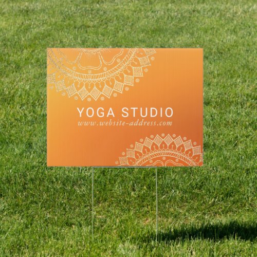 Yoga Meditation Teacher Modern Orange Gold Mandala Sign