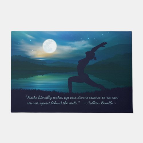 Yoga Meditation Teacher Moon Salutation Pose Quote Doormat