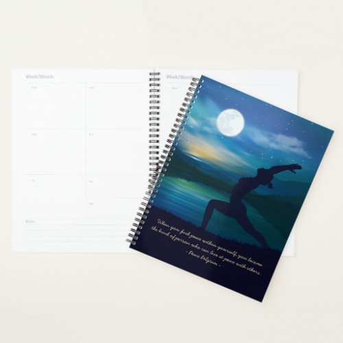 Yoga Meditation Teacher Moon Salutation Pose Quote Planner