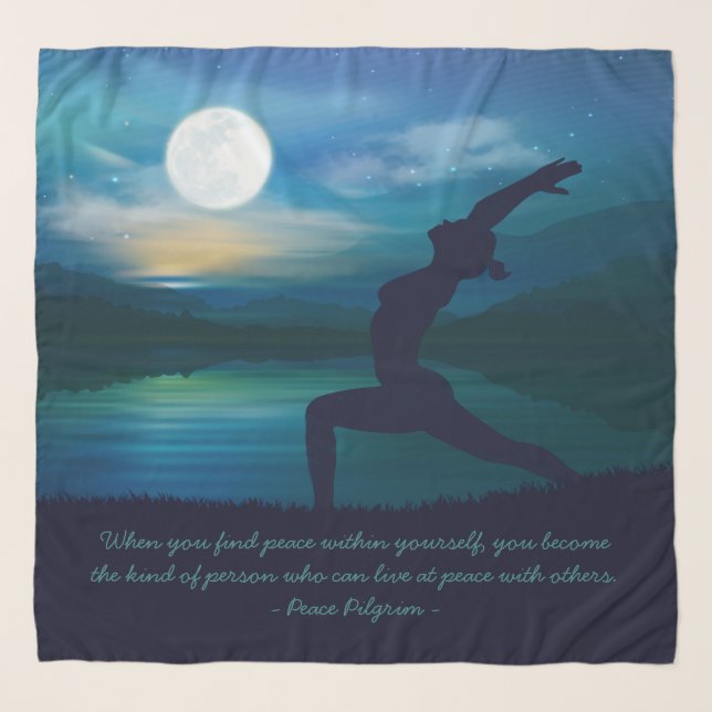 Yoga Meditation Teacher Moon Salutation Pose Quote Scarf (Front)