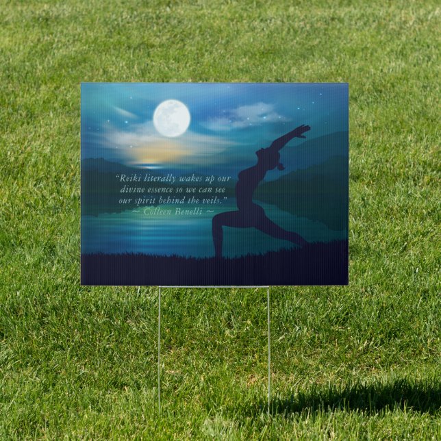 Yoga Meditation Teacher Moon Salutation Pose Quote Sign (Insitu)