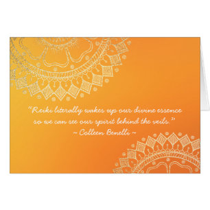 Yoga Meditation Teacher Orange Gold Mandala Quotes Cards