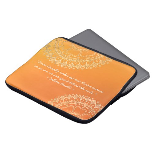 Yoga Meditation Teacher Orange Gold Mandala Quotes Laptop Sleeve