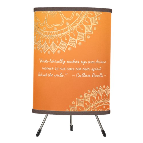 Yoga Meditation Teacher Orange Gold Mandala Quotes Tripod Lamp