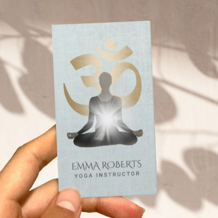 Yoga & Meditation Teacher Stylish Faux Linen Business Card