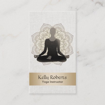 Yoga & Meditation Teacher Vintage Lotus Mandala Business Card
