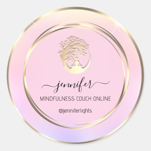 Yoga Meditation Therapist Couch Blush Classic Round Sticker