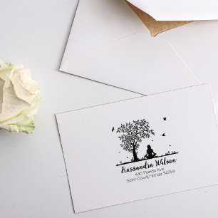 Yoga Meditation, Tree Return Address Rubber Stamp