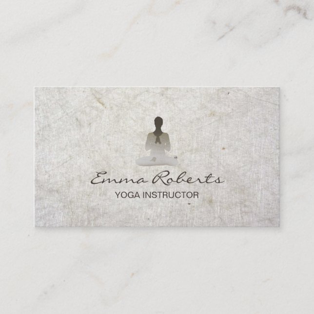 Yoga & Meditation Wellness Salon Vintage Paper Business Card (Front)