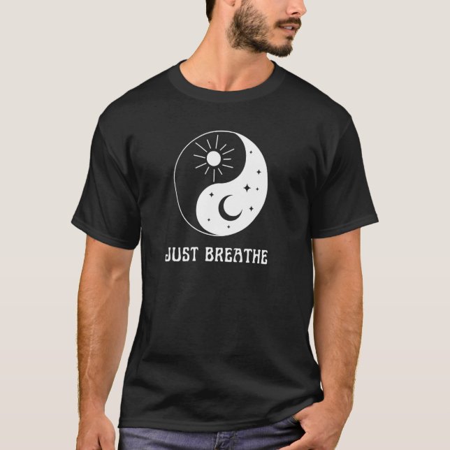 Yoga Meditation Yin And Yang Moon New Age Meditate T-Shirt (Front)