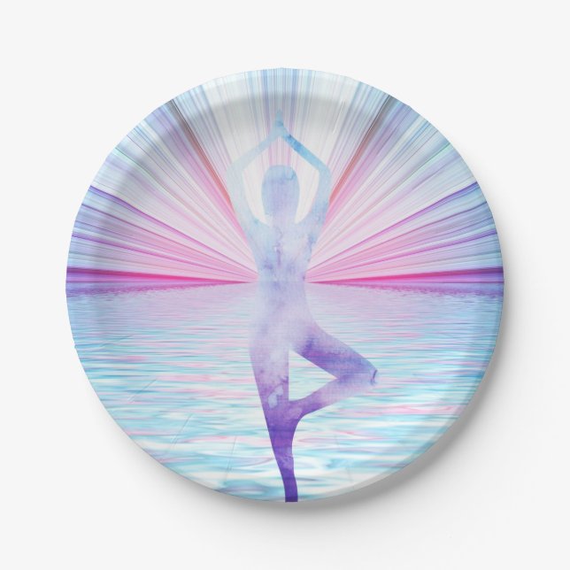 Yoga Meditation Zen Pastel Color Paper Plates (Front)