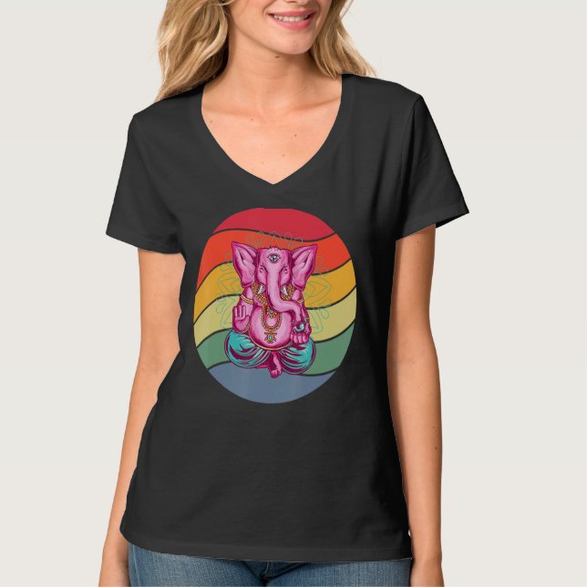 Yoga Mental Strenght Mandala Elephant Meditating T-Shirt (Front)
