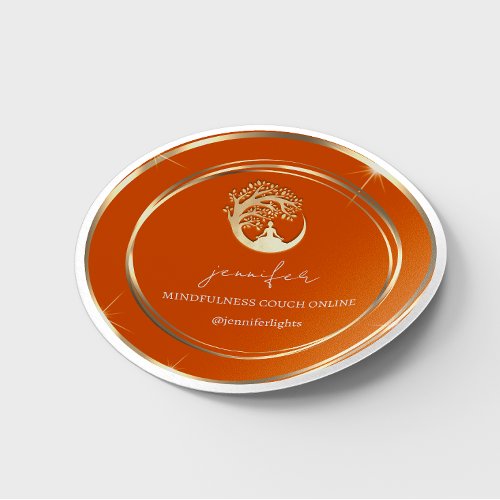 Yoga Mindfulness Therapist Couch Online CoralGold  Classic Round Sticker
