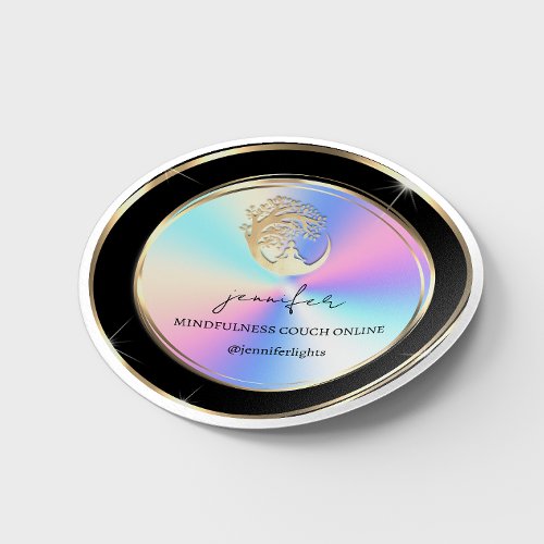 Yoga Mindfulness Therapist Couch Online Holograph  Classic Round Sticker