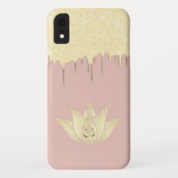 Yoga Modern Gold Dripping Lotus Flower Blush Pink Iphone Xr Case by caseplus at Zazzle
