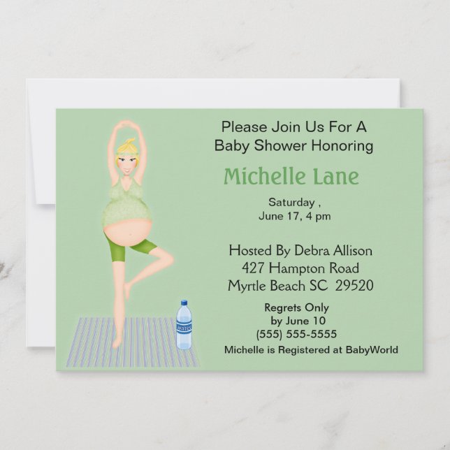 Yoga Mom Baby Shower  Invitation (Front)