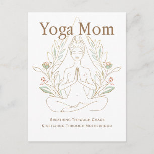 Yoga Mom Breathing Through Motherhood Postcard