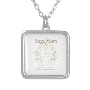 Yoga Mom Breathing Through Motherhood Silver Plated Necklace
