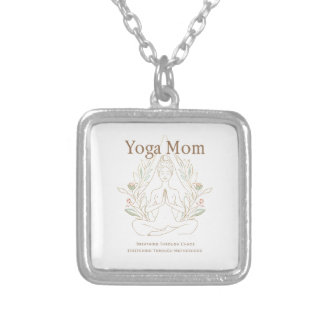 Yoga Mom Breathing Through Motherhood Silver Plated Necklace