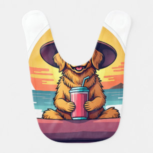 Yoga Mom Golden Retriever Smoothie Beach Retro Sti Baby Bib