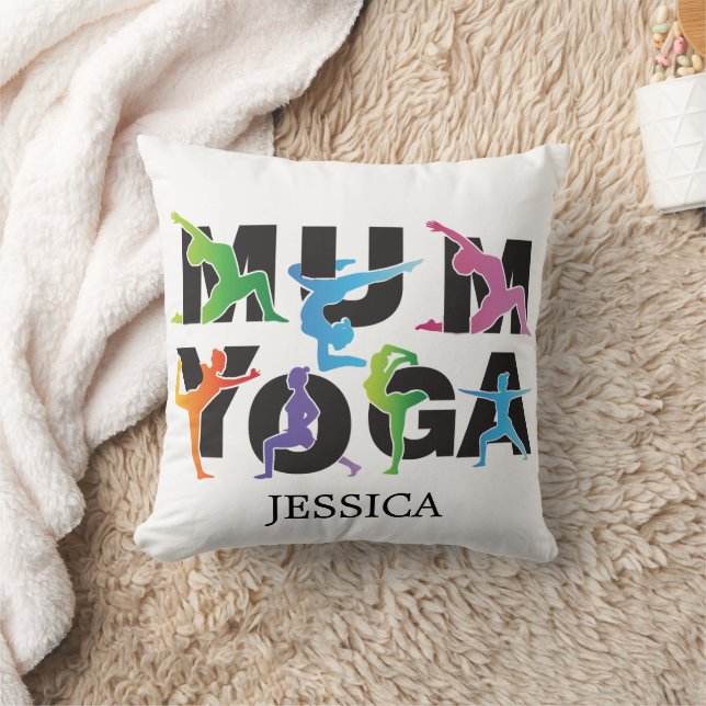 Yoga Mom Meditation Hobby Cute Mom Throw Pillow (Blanket)