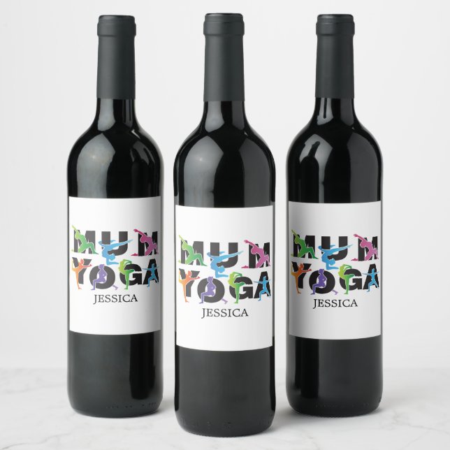 Yoga Mom Meditation Hobby Cute Mom Wine Label (Bottles)