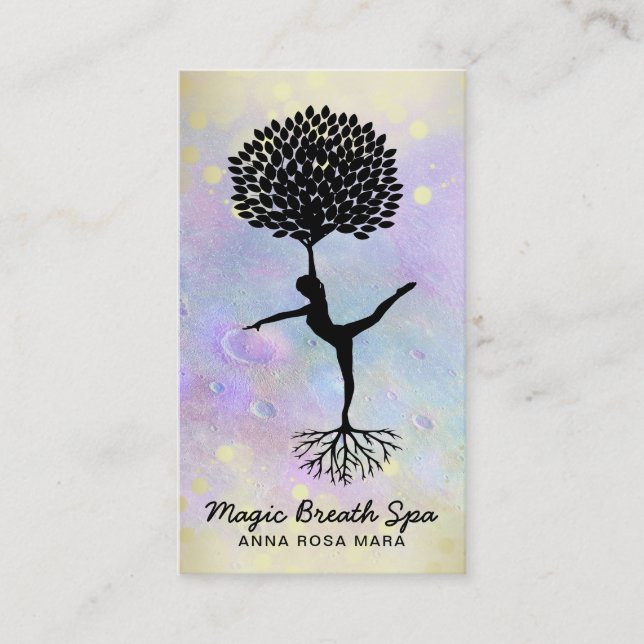 *~* Yoga Moon Gold Woman Meditation  Mindfulness Business Card (Front)