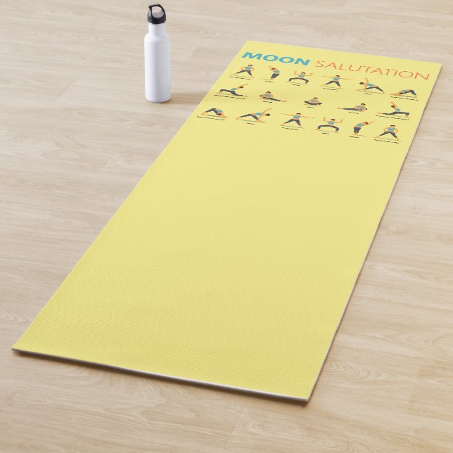 Yoga Moon Salutation Poses With Names Pale Yellow Mat (In Situ)