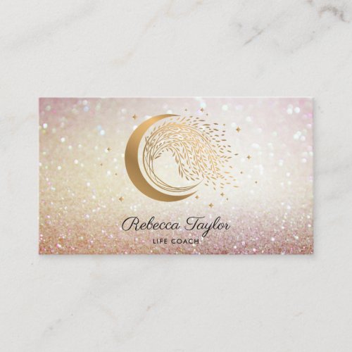 yoga moon trendy life coach WILLOW Wtree gold  Bus Business Card