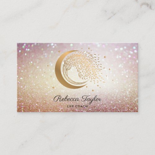 yoga moon trendy life coach WILLOW Wtree gold  Bus Business Card
