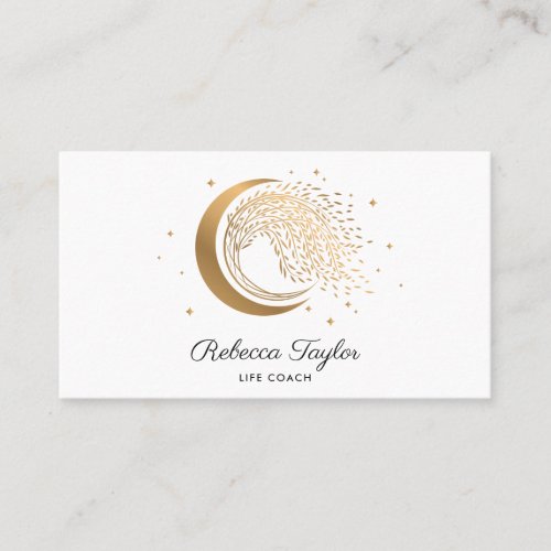 yoga moon trendy life coach WILLOW Wtree gold  Business Card