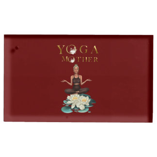 Yoga Mother with white water lily Place Card Holder