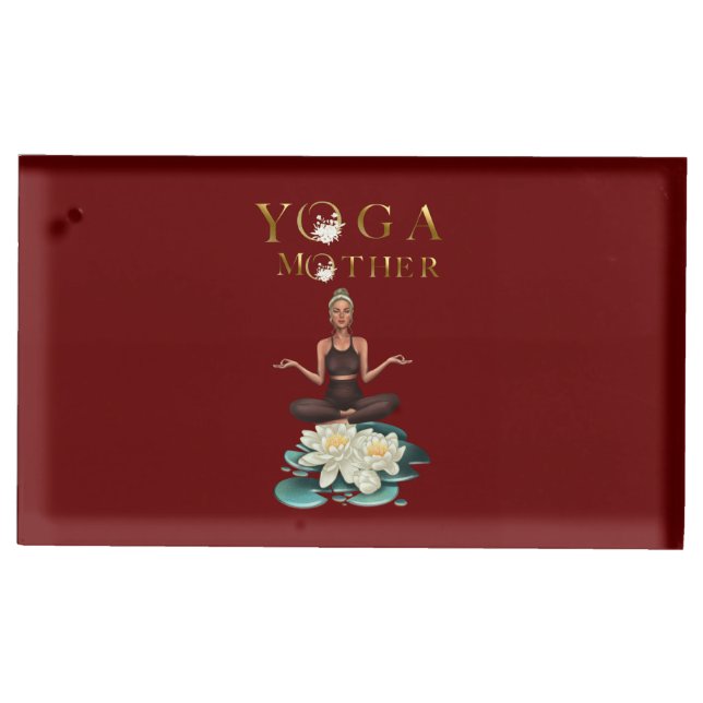 Yoga Mother with white water lily       Place Card Holder (Front)