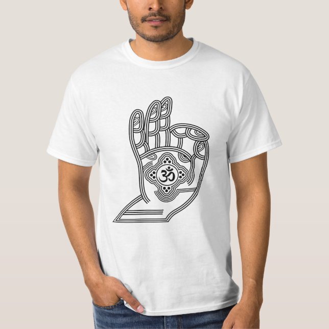 Yoga Mudra with Om and Your Name T-Shirt (Front)