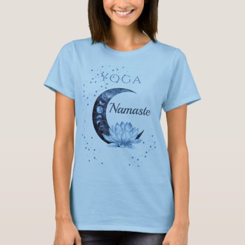 Yoga Namaste Blue Lotus Flower T_Shirt