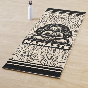 Yoga namaste  Buddha cat. Cream and black Mat