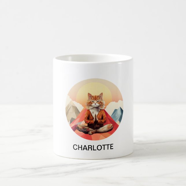 Yoga - Namaste - Cat Coffee Mug (Center)