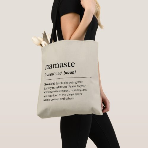 Yoga Namaste Definition Mindfulness Modern Beige Tote Bag