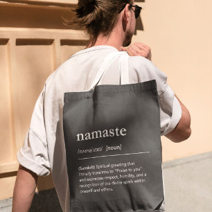 Yoga Namaste Definition modern black Instructor Tote Bag