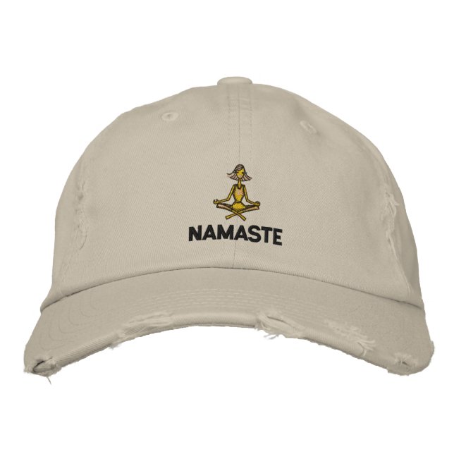 Yoga Namaste Embroidered Baseball Cap (Front)