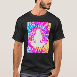 Yoga Namaste Moon Tie Die Buddha Pose Flowers T-Shirt