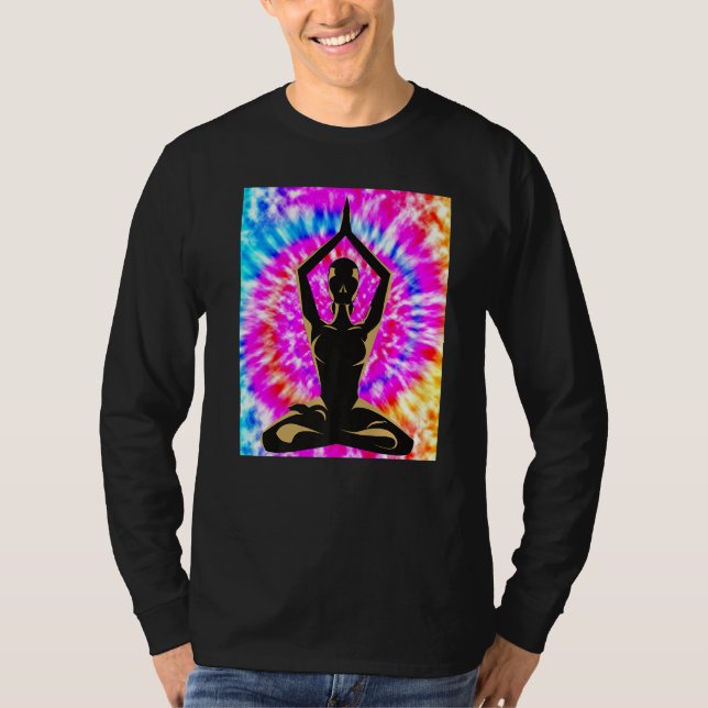Yoga Namaste Moon Tie Die Buddha Pose   T-Shirt (Front)