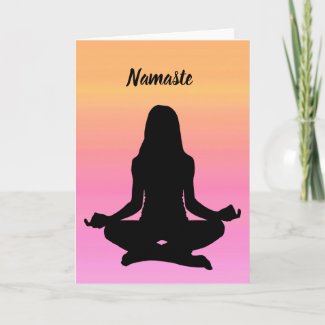 Yoga Namaste Pink Orange Rainbow Blank Card