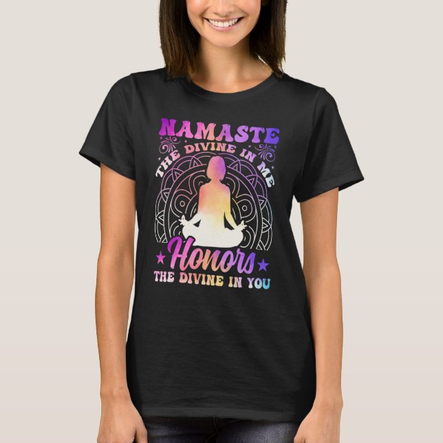 Yoga Namaste the Divine in Me Spiritual Yoga Medit T-Shirt (Front)