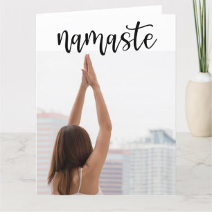 Yoga Namaste Woman posing yoga  Thank You Card