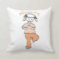 Yoga Namaste Young Girl Throw Pillow