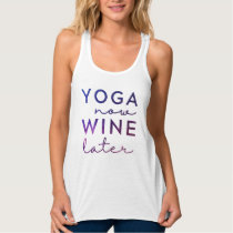 Yoga Now Wine Later Funny Modern Typography Women Tank Top