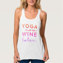 Yoga Now Wine Later Modern Typography Funny Women Tank Top
