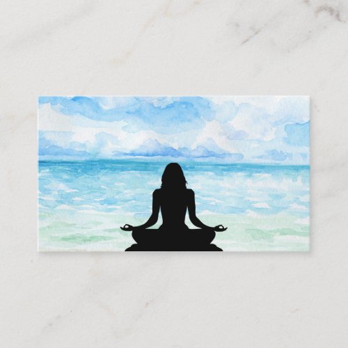  Yoga Ocean Sunset Mindfulness Meditation Sea Business Card
