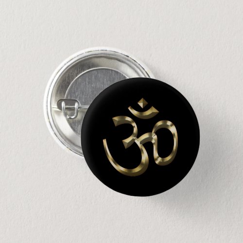 Yoga Om Aum Icon Hinduism Symbol gold black Button